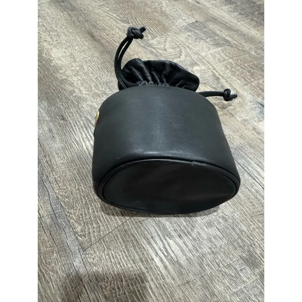 Black Quilted Drawstring Cosmetic Pouch
